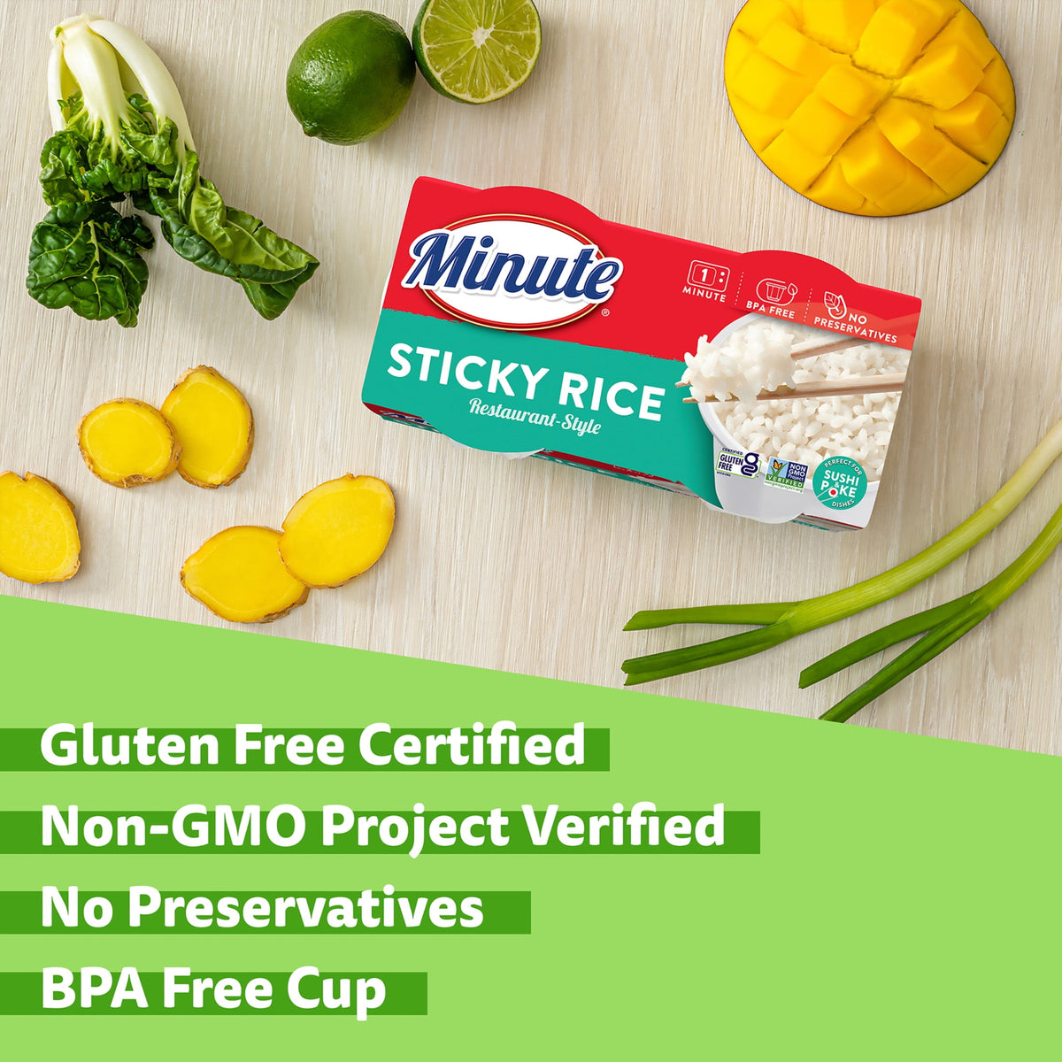 Minute Ready-to-Eat Restaurant-Style Sticky Rice, Microwaveable Rice C
