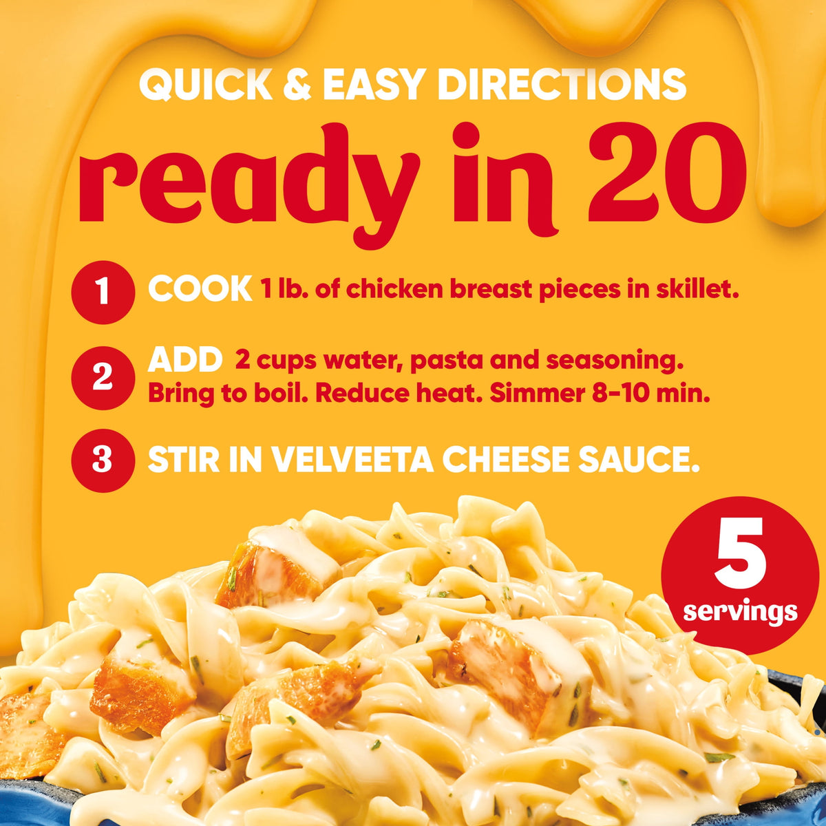 Velveeta Skillets Chicken Alfredo One Pan Dinner Kit, 12.5 oz Box