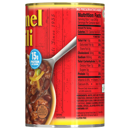 HORMEL Chili with Beans, No Artificial Ingredients, 15 oz Steel Can