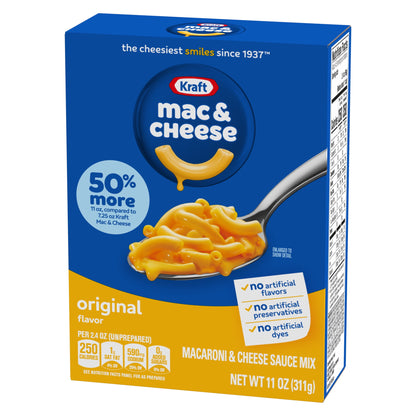 Kraft Mac and Cheese, 1 Box, for Easy Dinner or Dinner Sides, Original