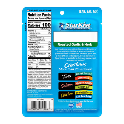 StarKist Chicken Creations, Garlic and Herb, 2.6 oz Pouch