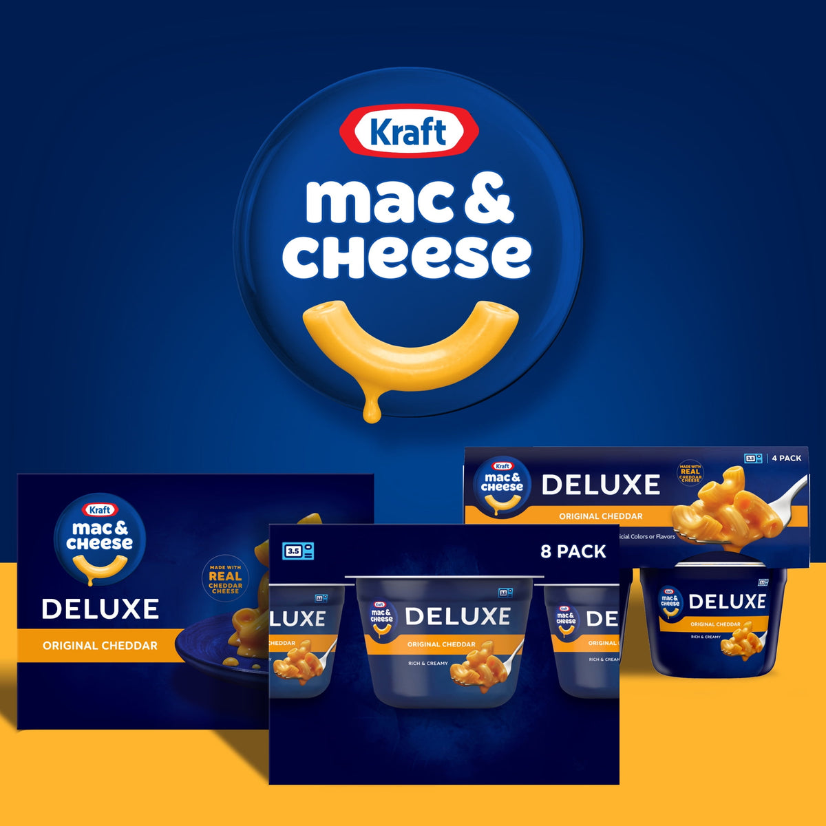 Kraft Deluxe Mac and Cheese, 8 Cups, for Easy Dinner or Dinner Sides,
