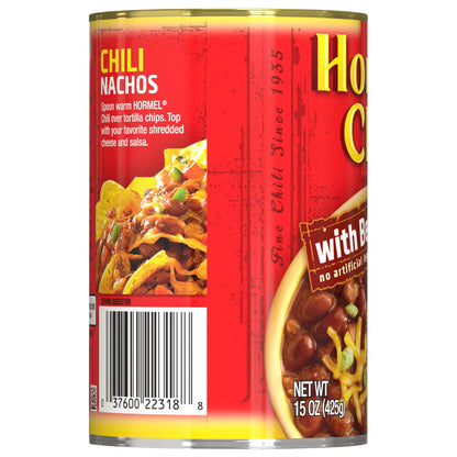 HORMEL Chili with Beans, No Artificial Ingredients, 15 oz Steel Can