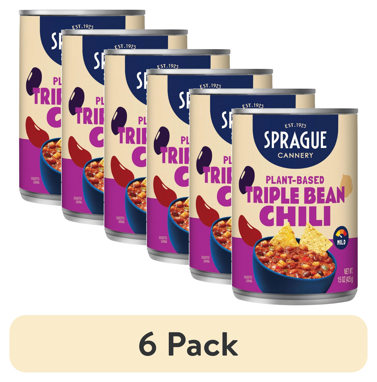 Sprague Foods' - Triple Bean Chili in an Easy Open 15oz Can. Vegan, Gl
