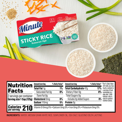 Minute Ready-to-Eat Restaurant-Style Sticky Rice, Microwaveable Rice C