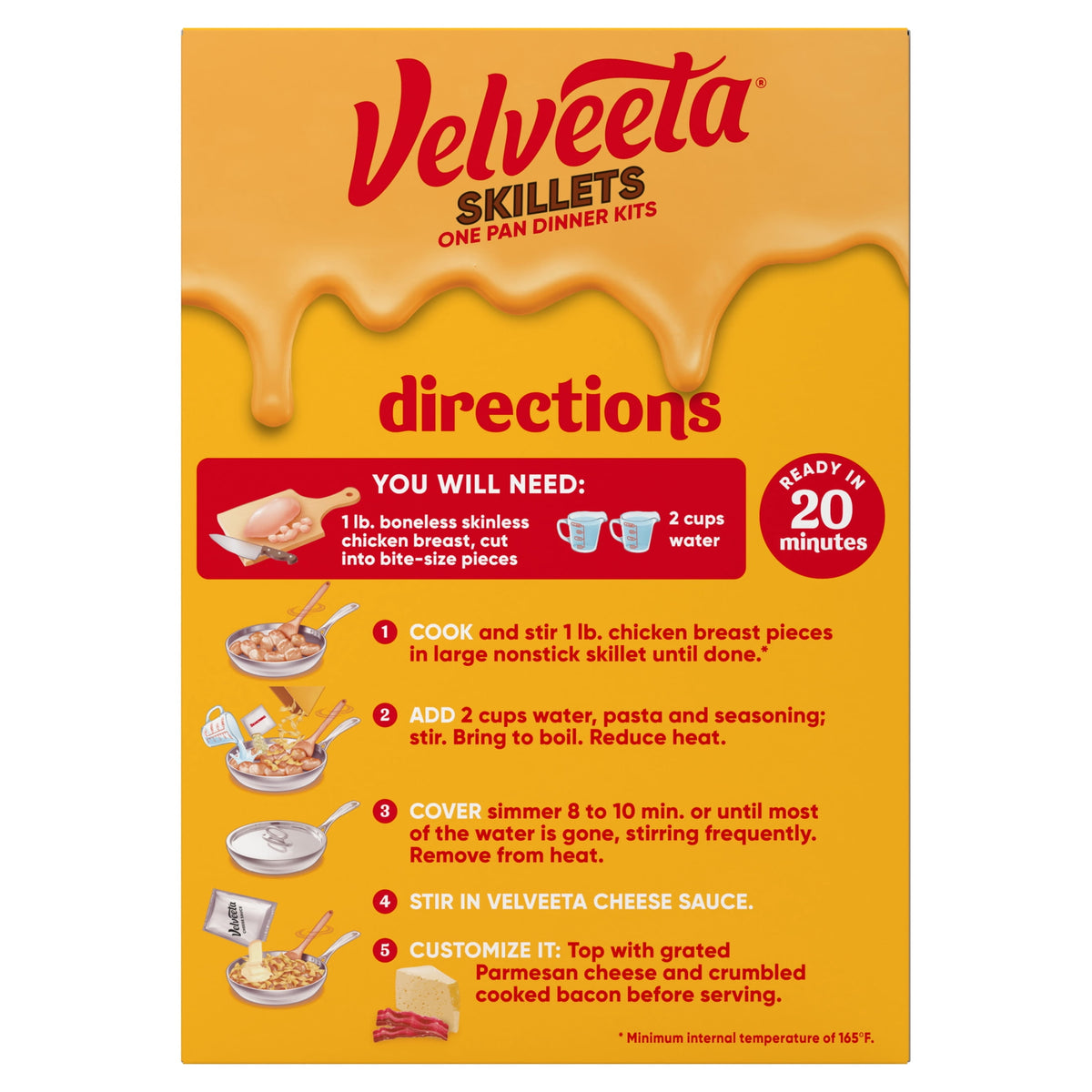 Velveeta Skillets Chicken Alfredo One Pan Dinner Kit, 12.5 oz Box