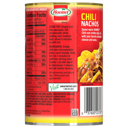 HORMEL Chili with Beans, No Artificial Ingredients, 15 oz Steel Can