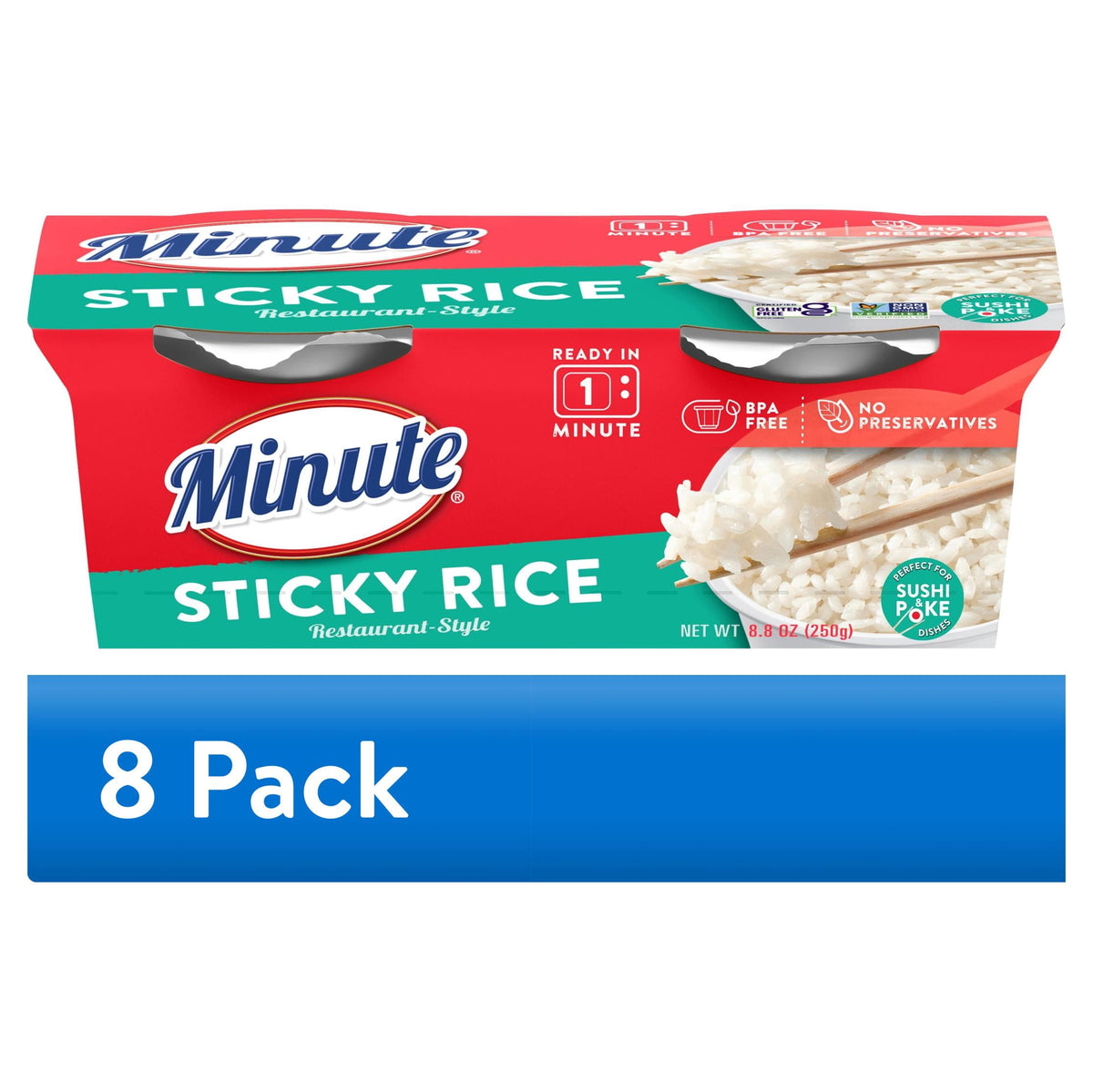 Minute Ready-to-Eat Restaurant-Style Sticky Rice, Microwaveable Rice C