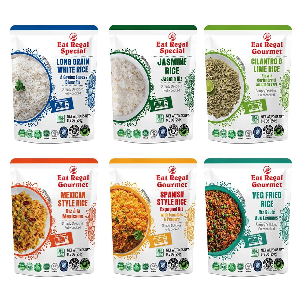 Eat Regal Rice Meals 6 Flavor Variety Pack Heat & Eat Microwave Ready