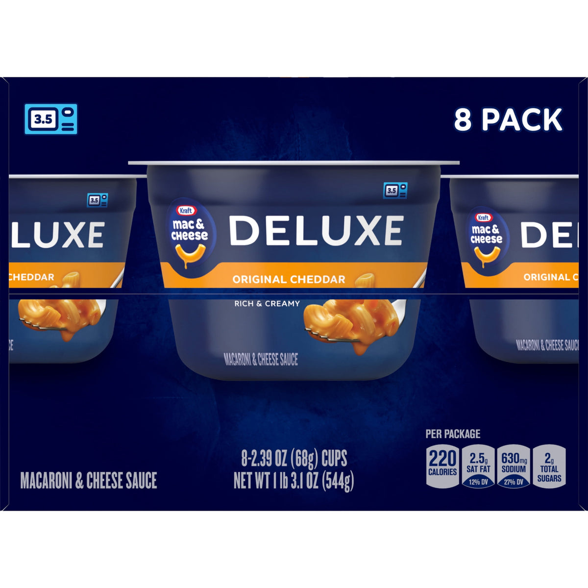 Kraft Deluxe Mac and Cheese, 8 Cups, for Easy Dinner or Dinner Sides,