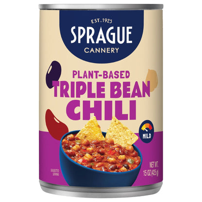 Sprague Foods' - Triple Bean Chili in an Easy Open 15oz Can. Vegan, Gl