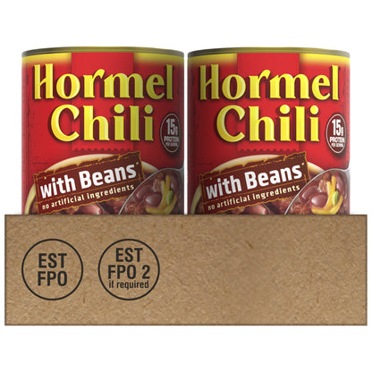 HORMEL Chili with Beans, No Artificial Ingredients, 15 oz Steel Can