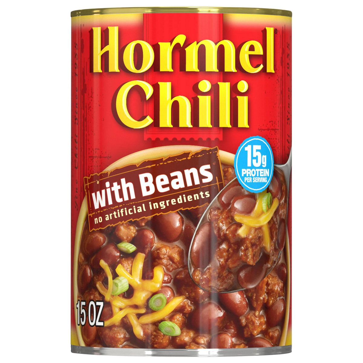 HORMEL Chili with Beans, No Artificial Ingredients, 15 oz Steel Can