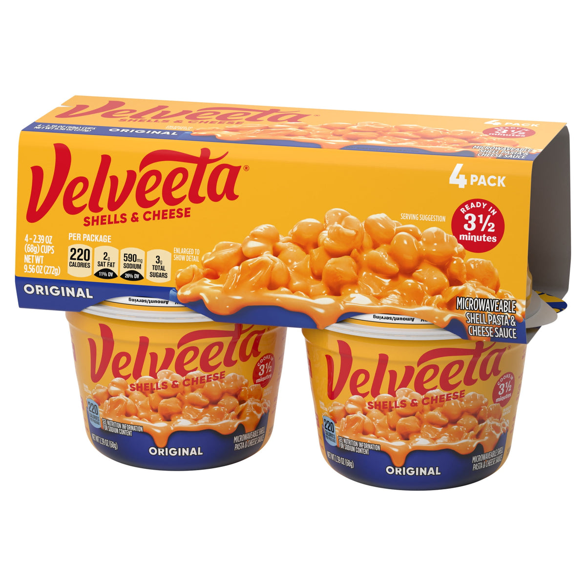 Velveeta Shells and Cheese Mac and Cheese, 4 Cups, for Easy Snack or D