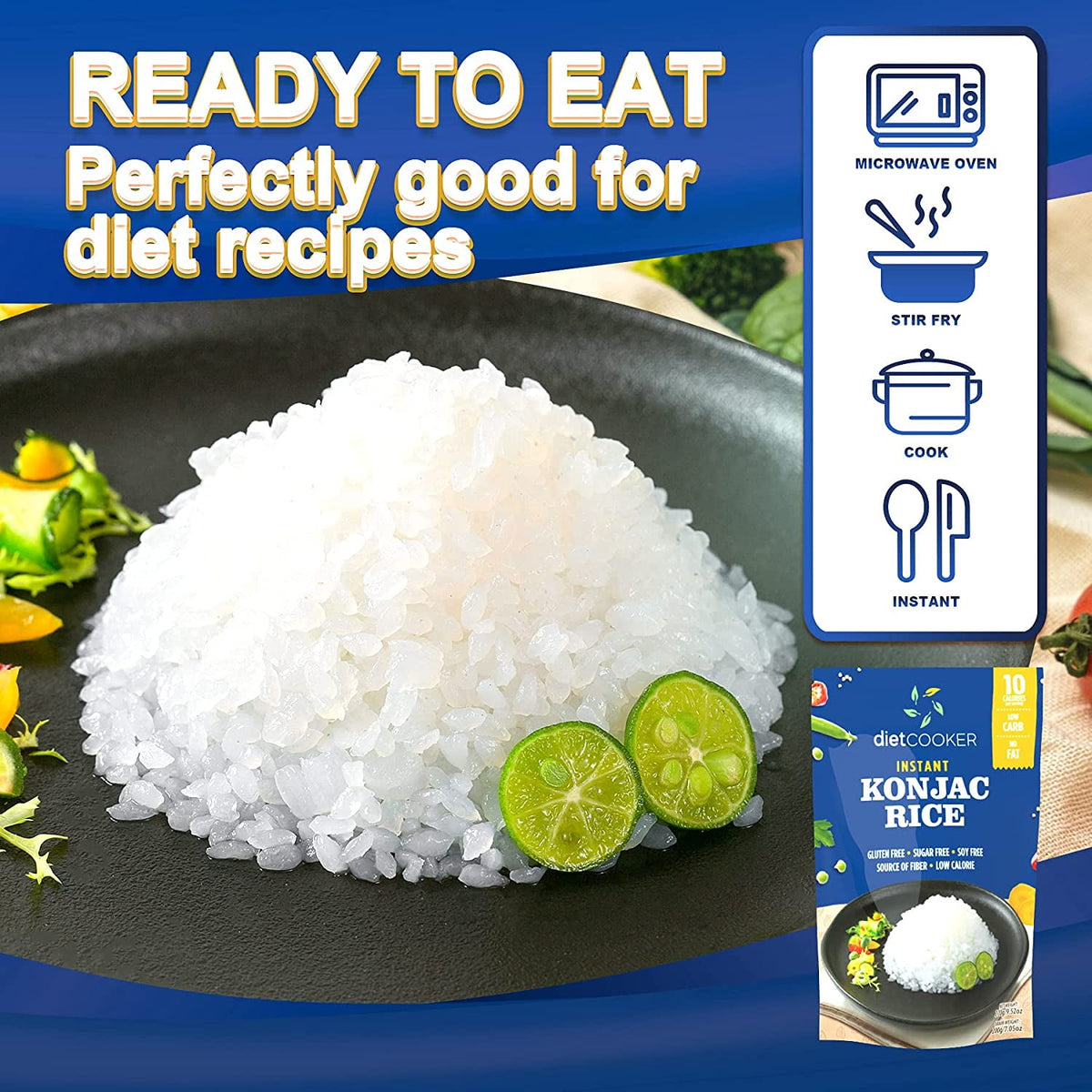 DIET COOKER Shirataki Rice, 6 Pack Konjac Rice Inside, Keto & Vegan Fr