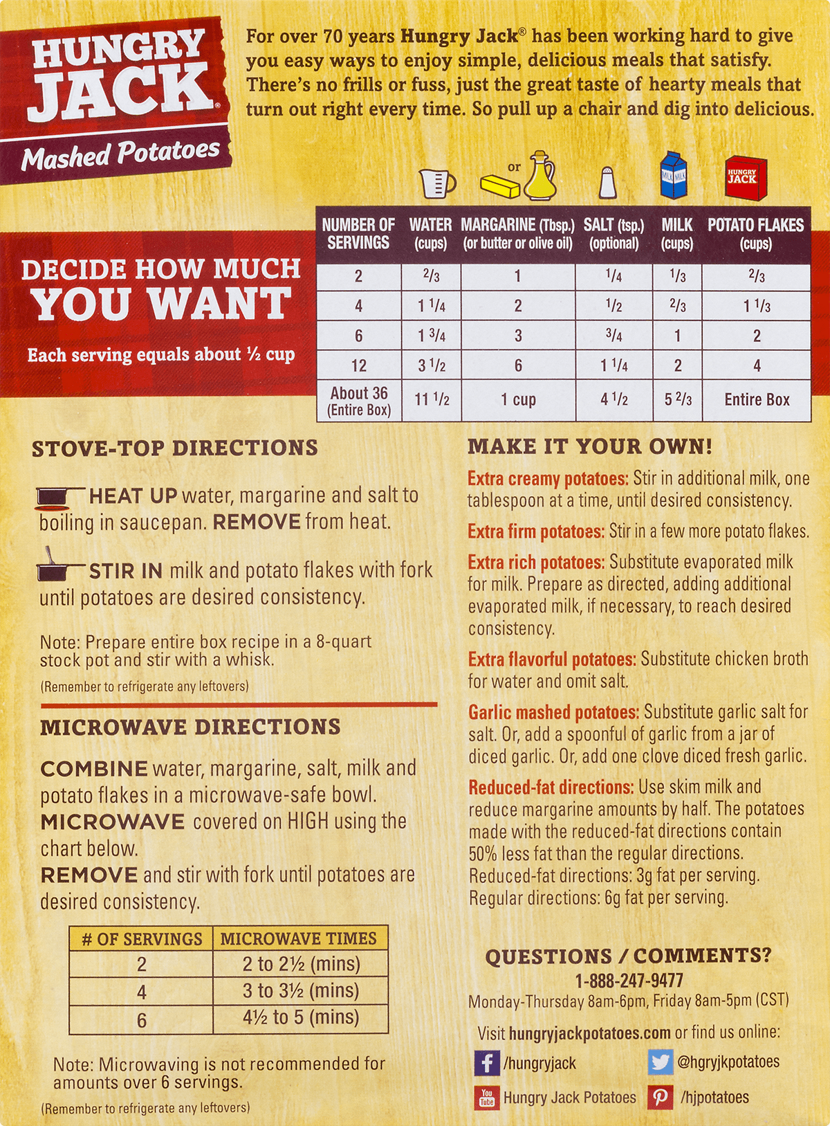 Hungry Jack Naturally Flavored Mashed Potatoes 26.7 Ounce Box
