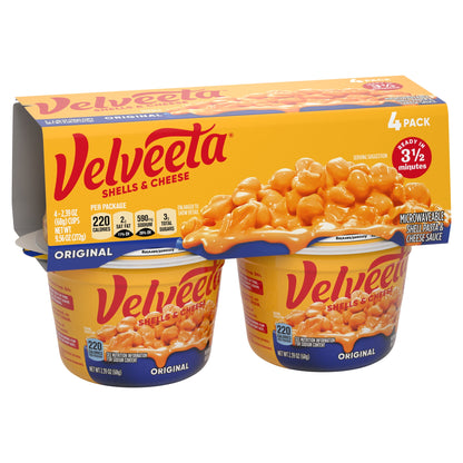 Velveeta Shells and Cheese Mac and Cheese, 4 Cups, for Easy Snack or D