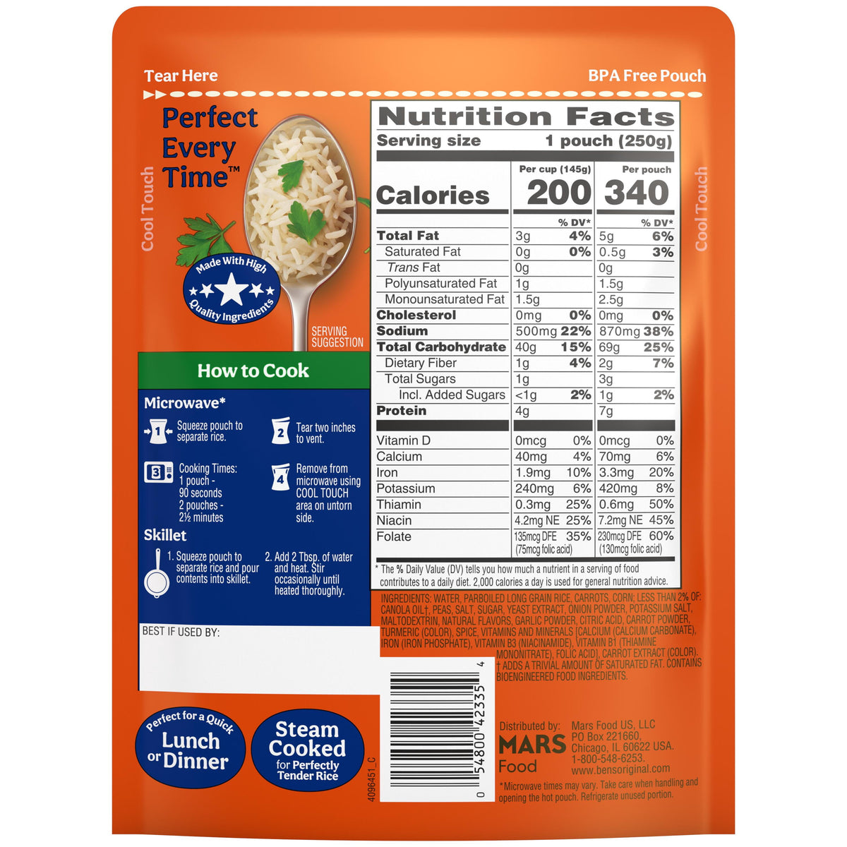 Ben's Original Ready Rice Garden Vegetable Flavored Rice, Easy Dinner